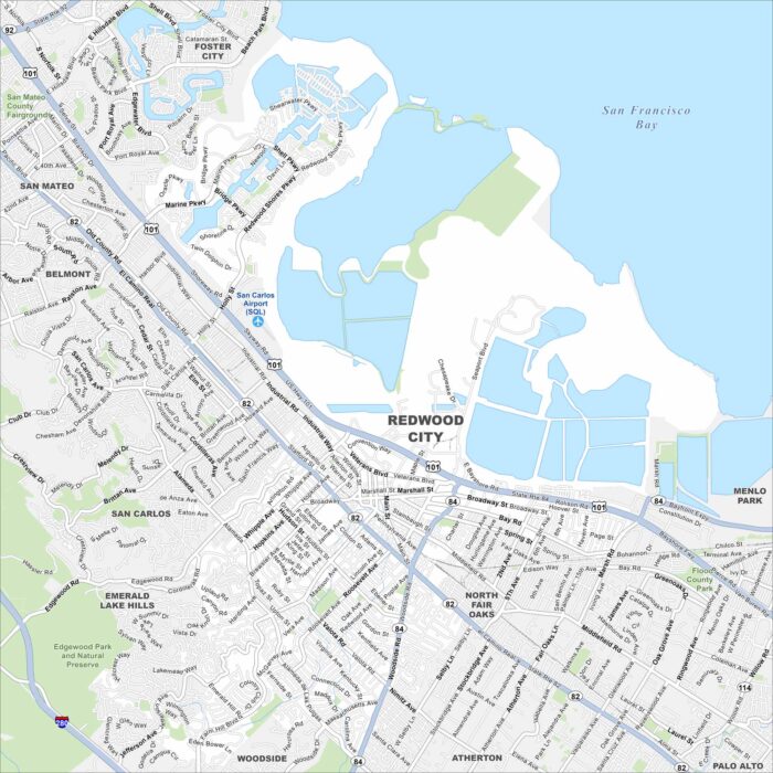 Redwood City Map California