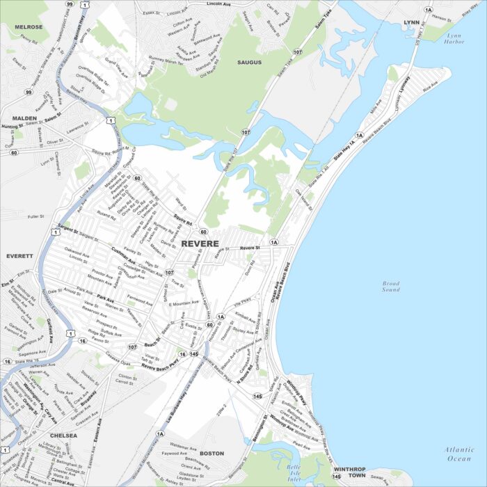 Revere Map Massachusetts