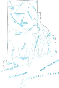 Rhode Island Lakes and Rivers Map