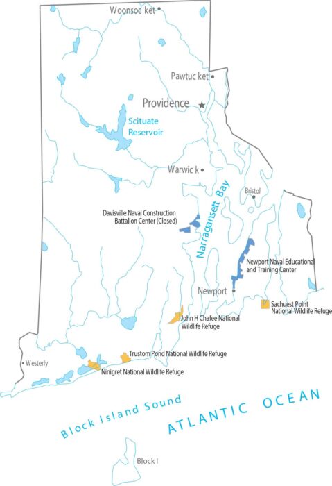 Rhode Island National Parks and Forests Map