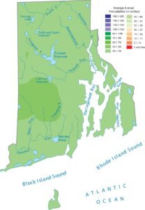 Rhode Island Precipitation Map