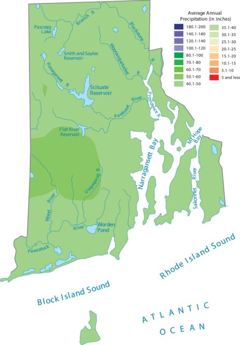 Rhode Island Precipitation Map