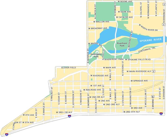 Riverside Downtown Map Spokane