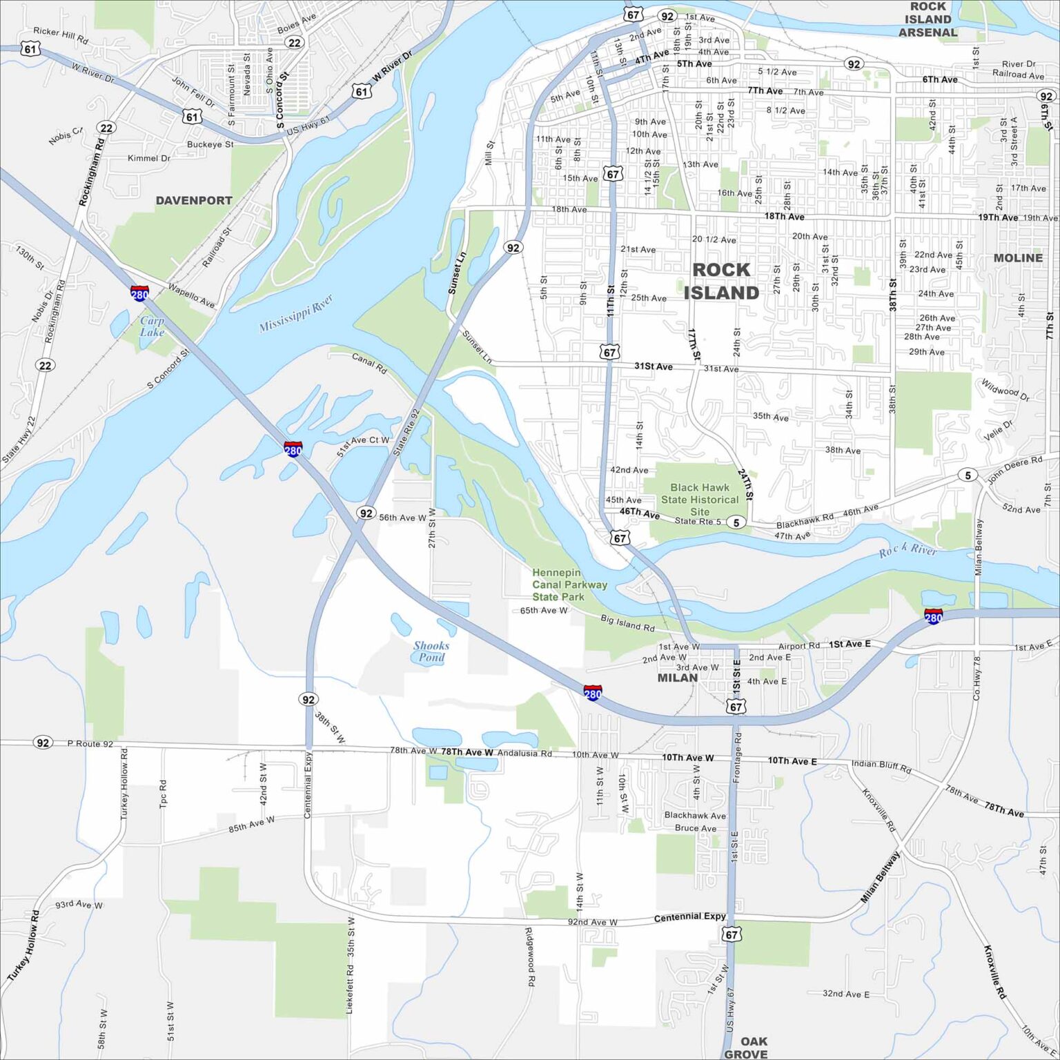 Map of Rock Island, Illinois - US Maps