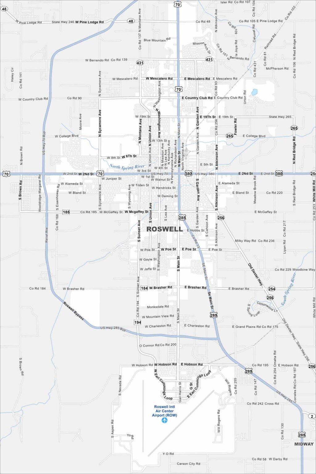 Rodwell Map Map of Roswell, New Mexico - US Maps