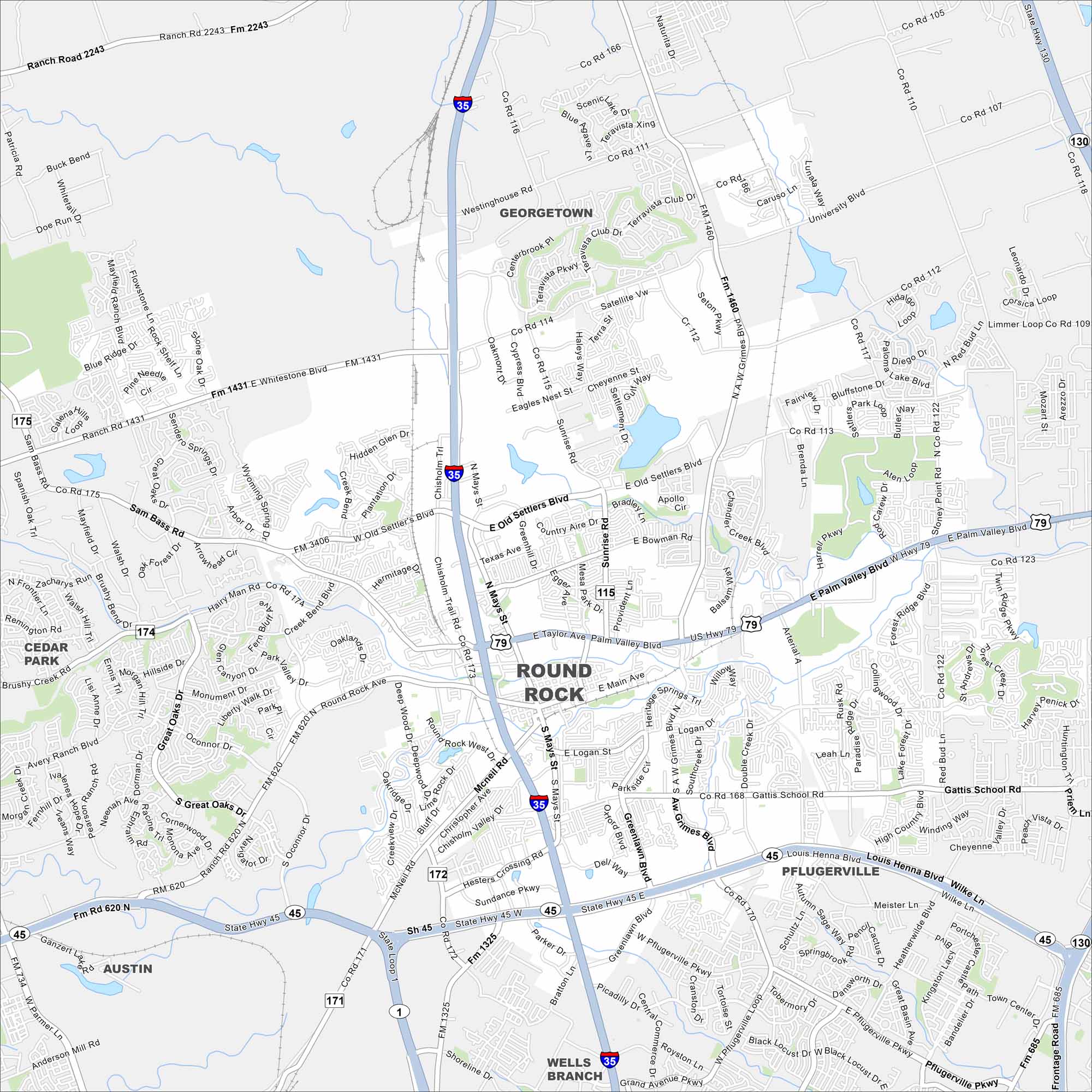 Round Rock Map Texas