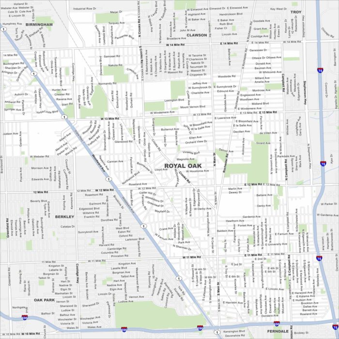 Royal Oak Map Michigan