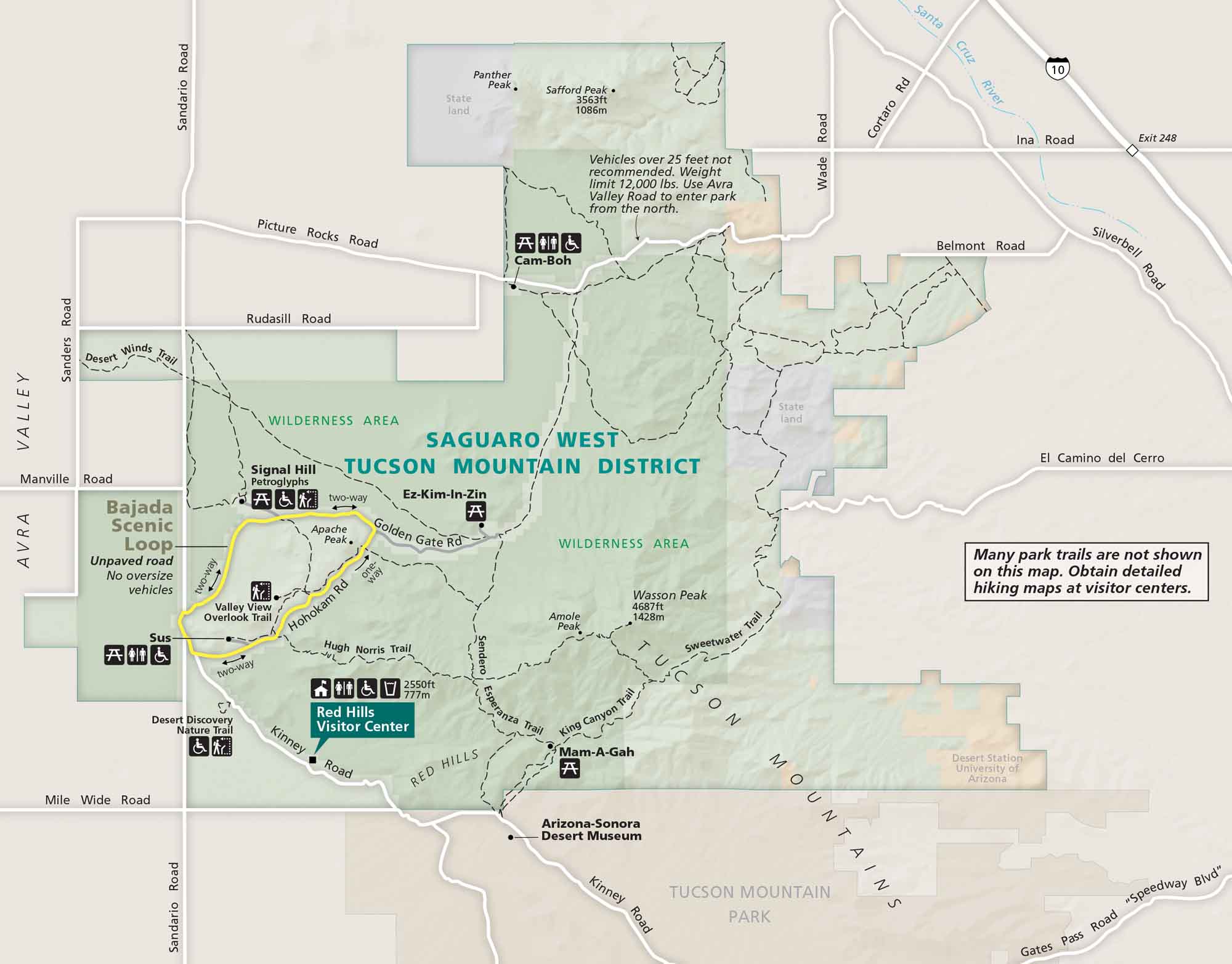 Saguaro National Park West-Unit Map