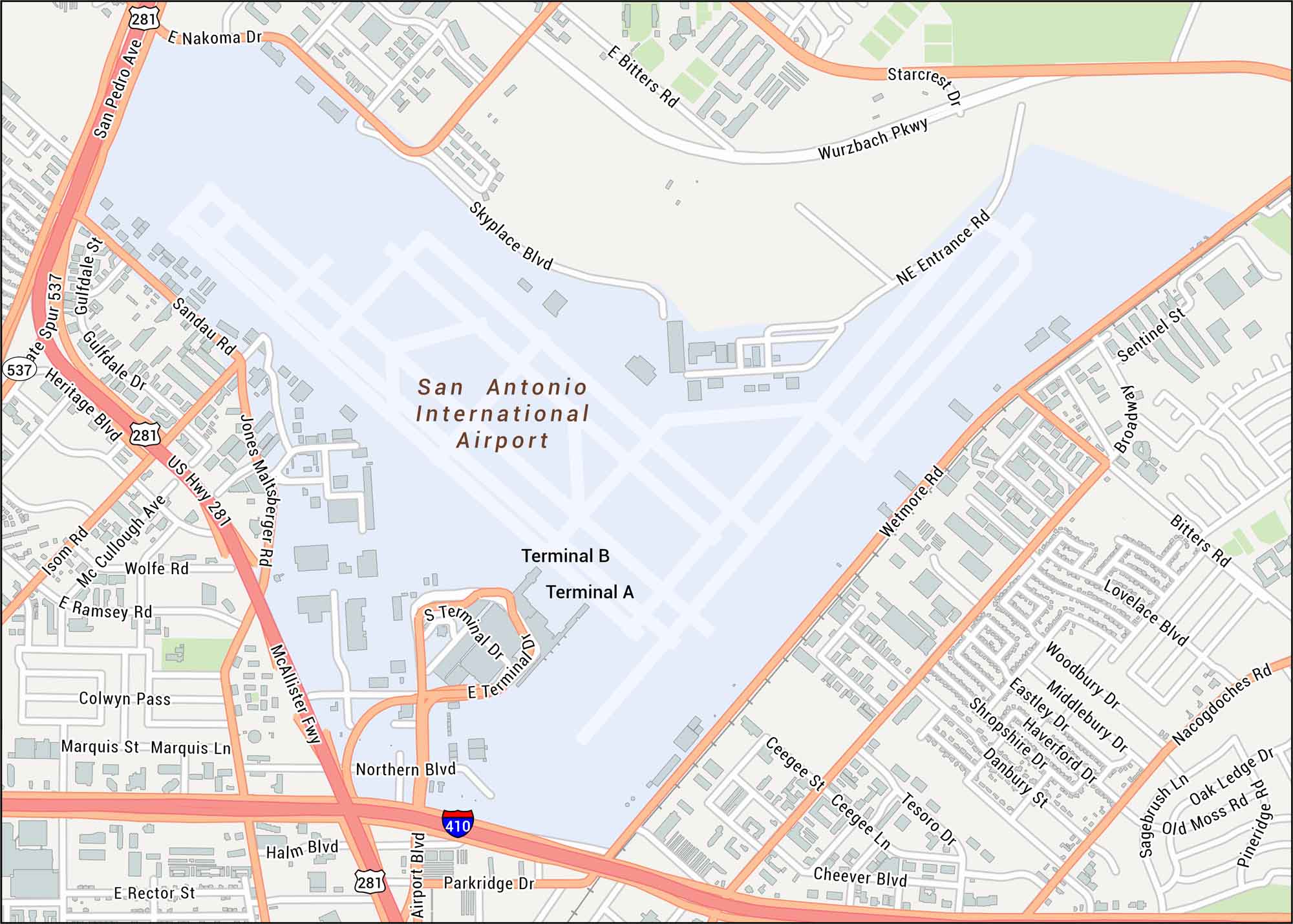 San Antonio International Airport Map