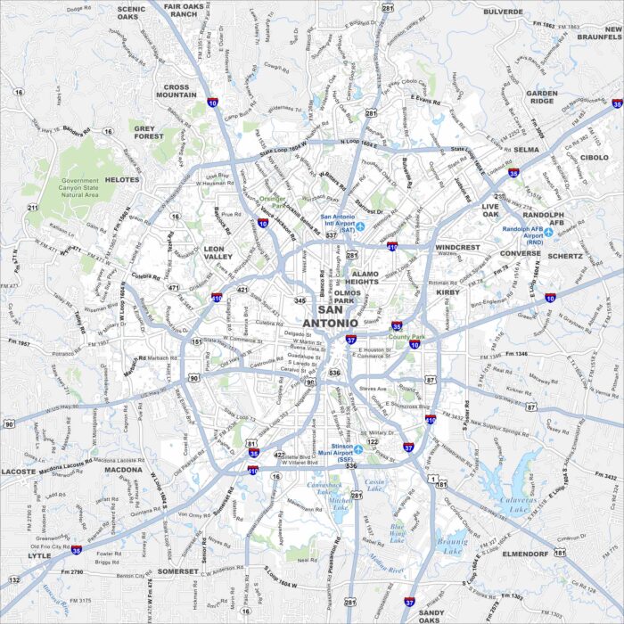 San Antonio Map Texas