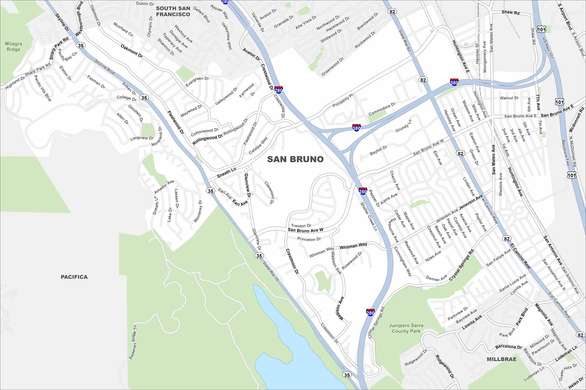 San Bruno Map California