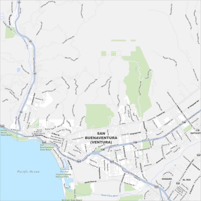 San Buenaventura Ventura Map California