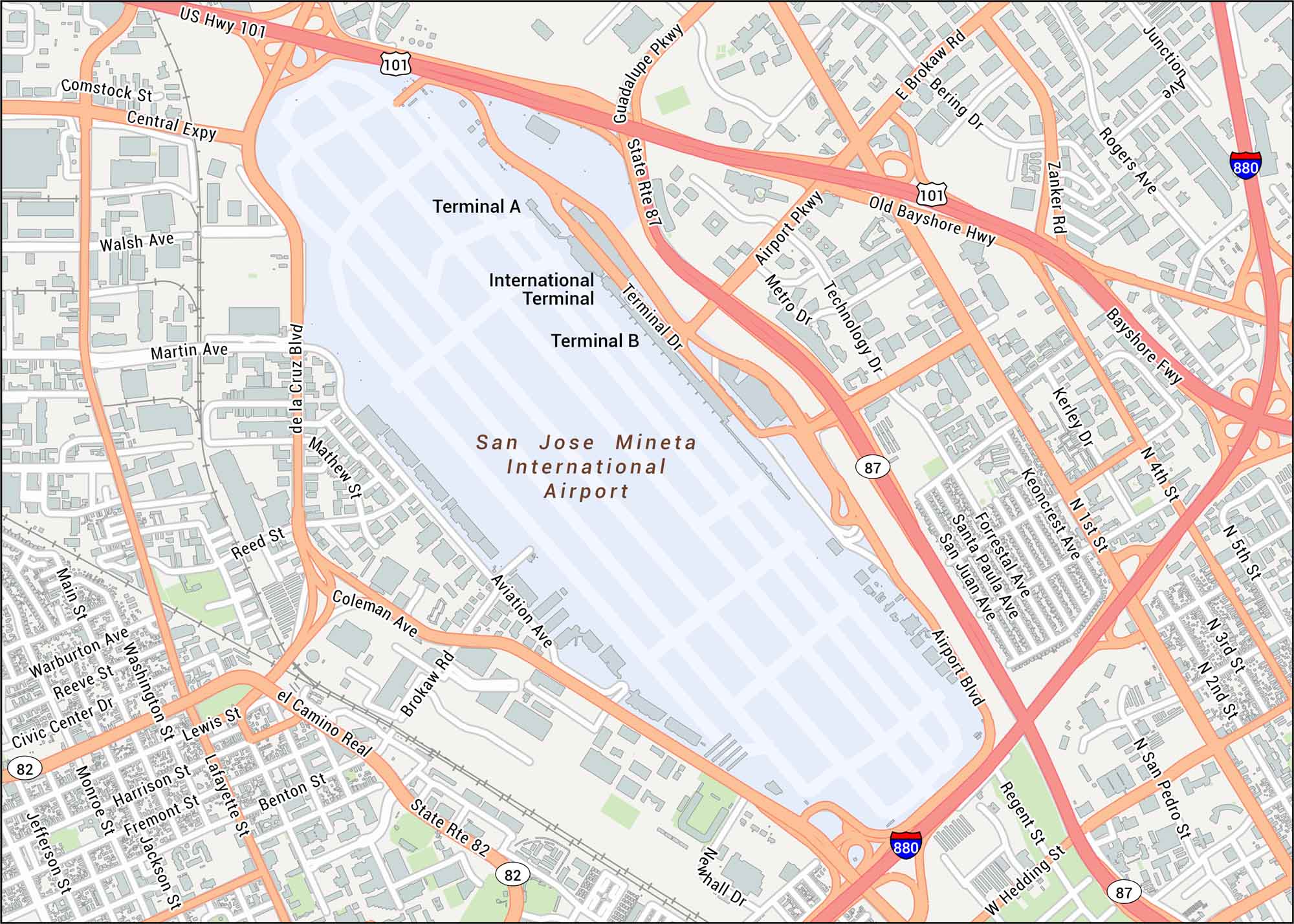 San Jose International Airport Map