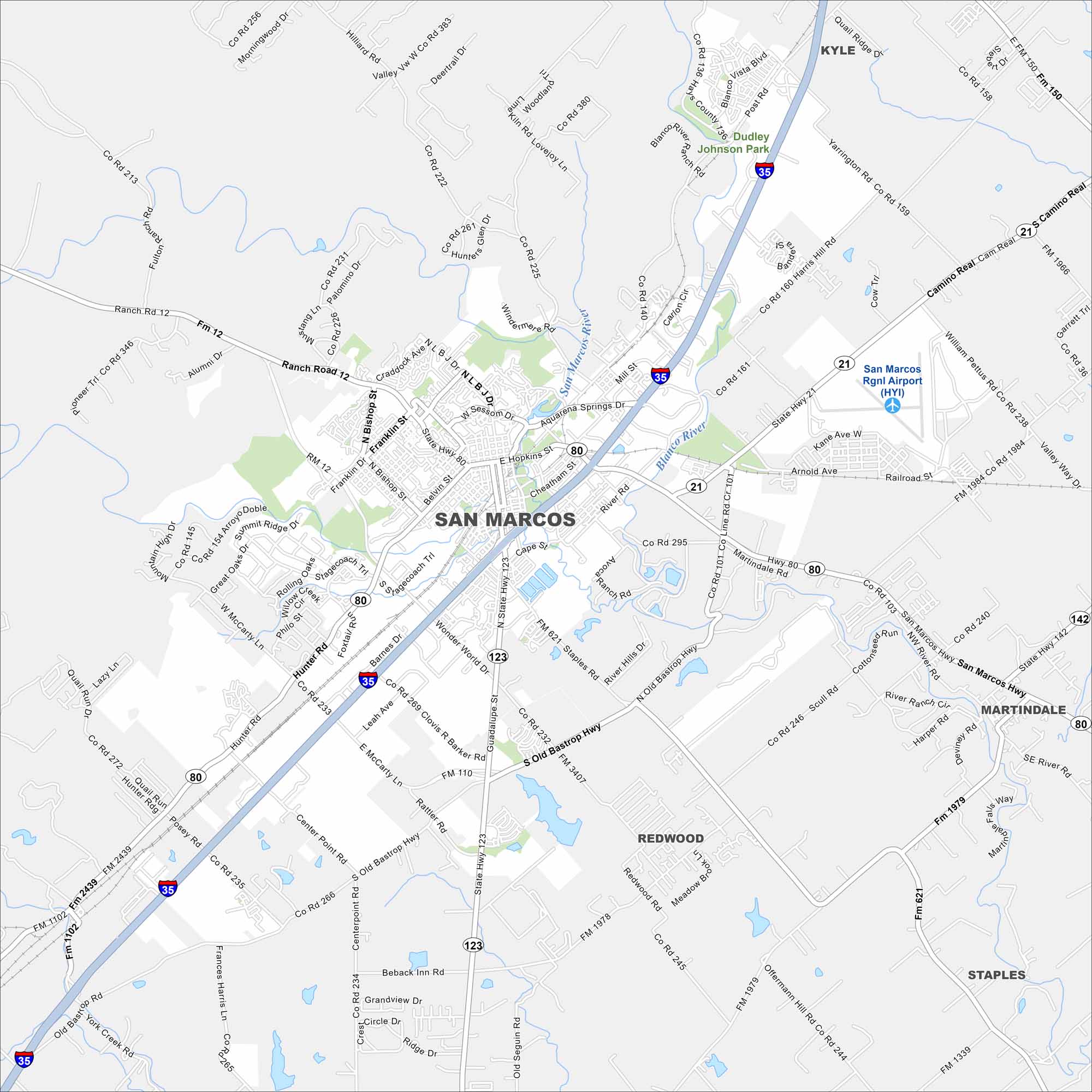 San Marcos Map Texas