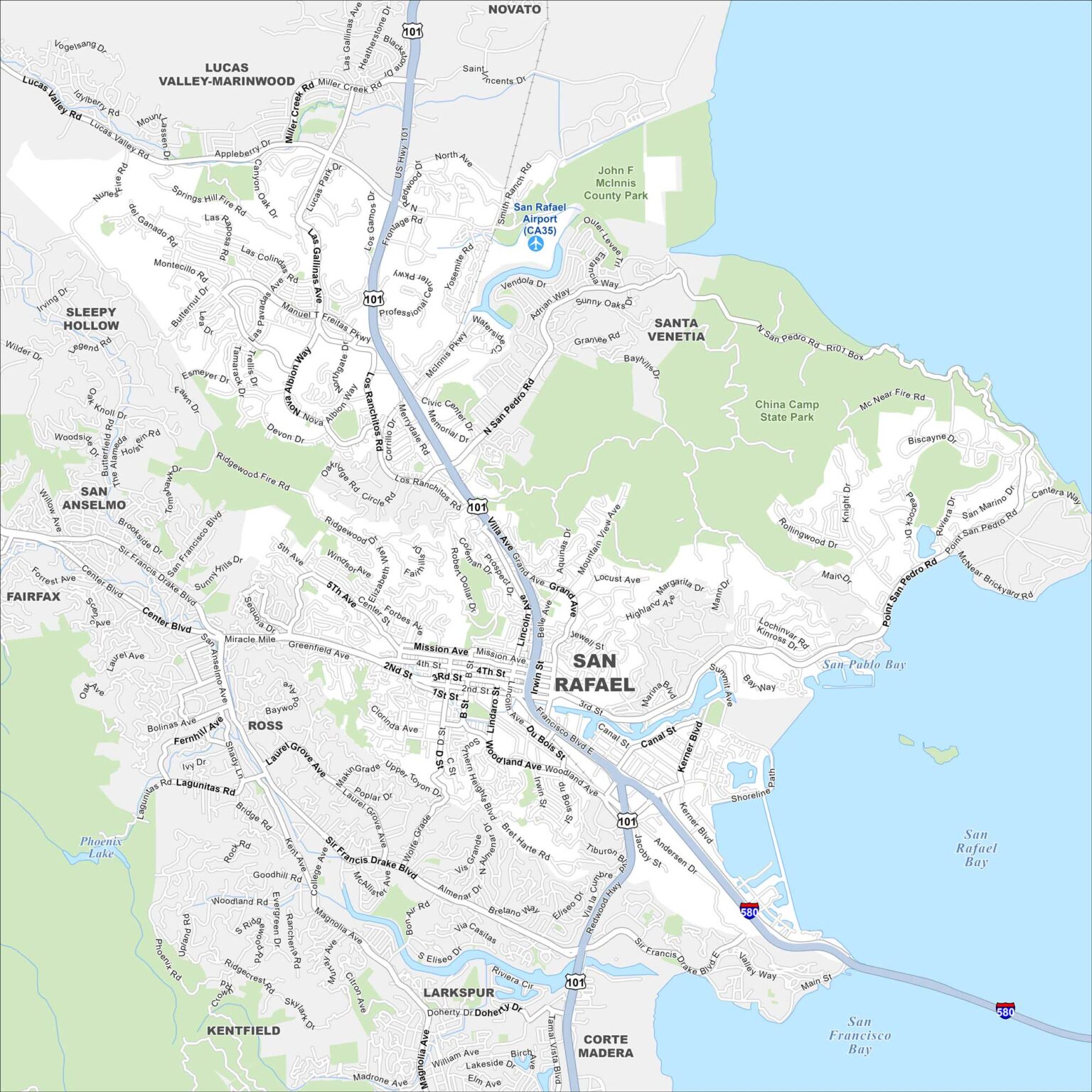 Map of San Rafael, California - US Maps