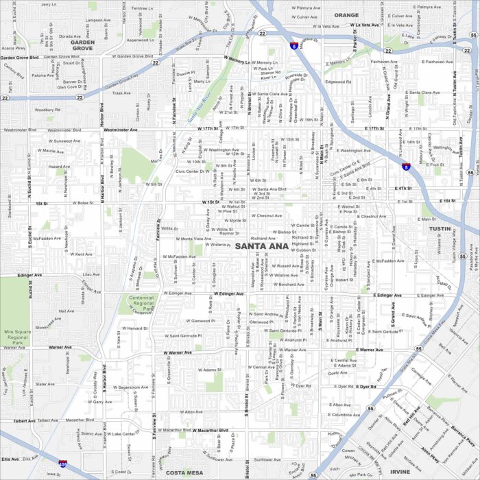Santa Ana Map California