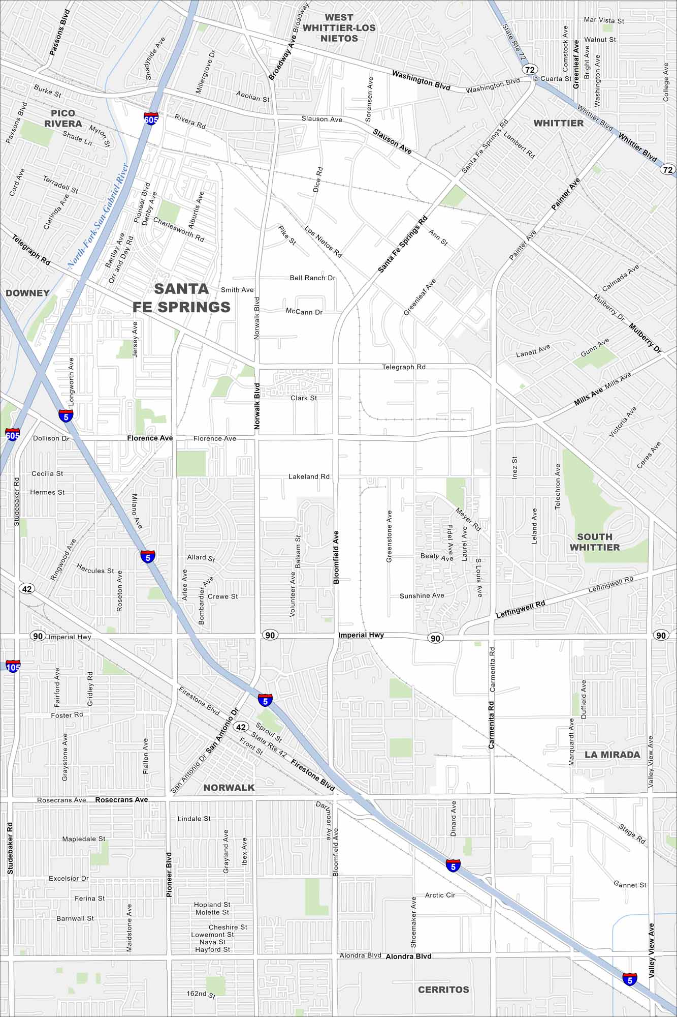 Santa Fe Springs Map California