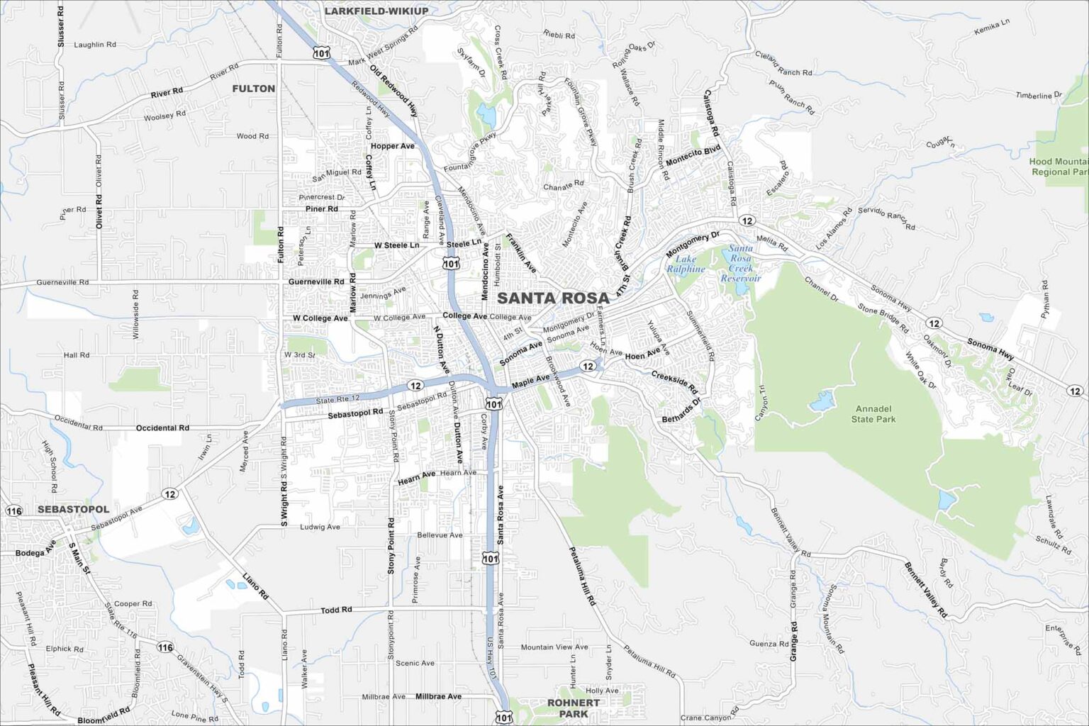 Maps Rosa Map of Santa Rosa, California - US Maps