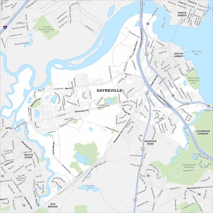 Sayreville Borough Map New Jersey