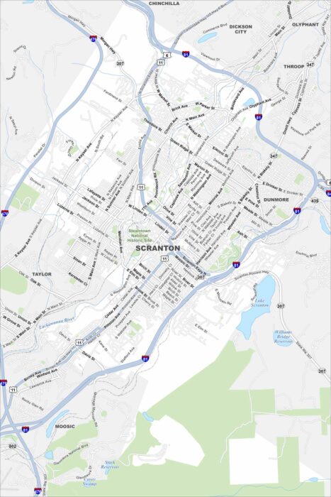 Scranton Map Pennsylvania