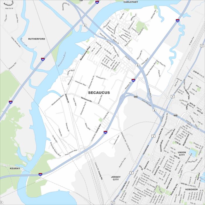 Secaucus Map New Jersey