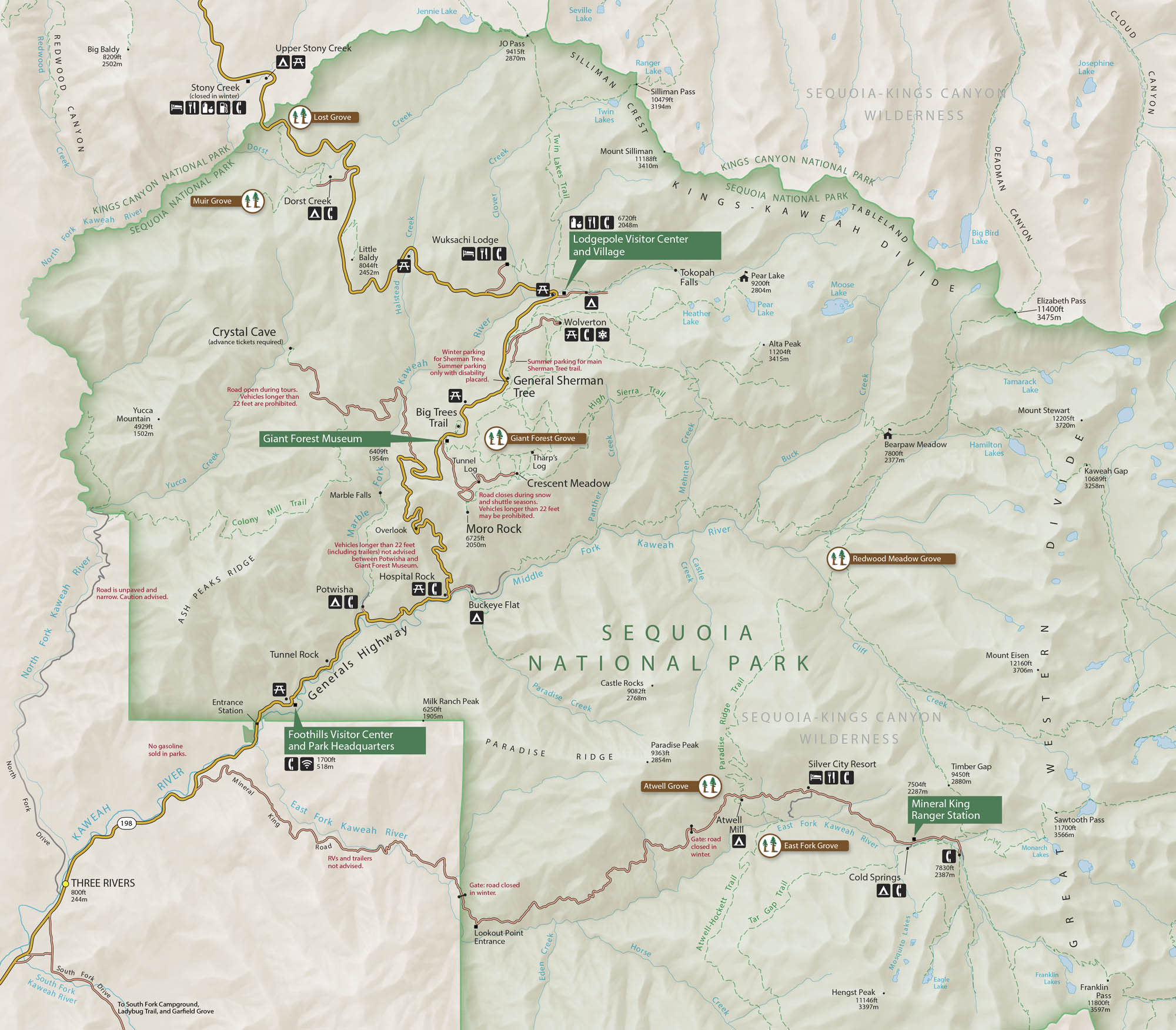 Sequoia National Park Map
