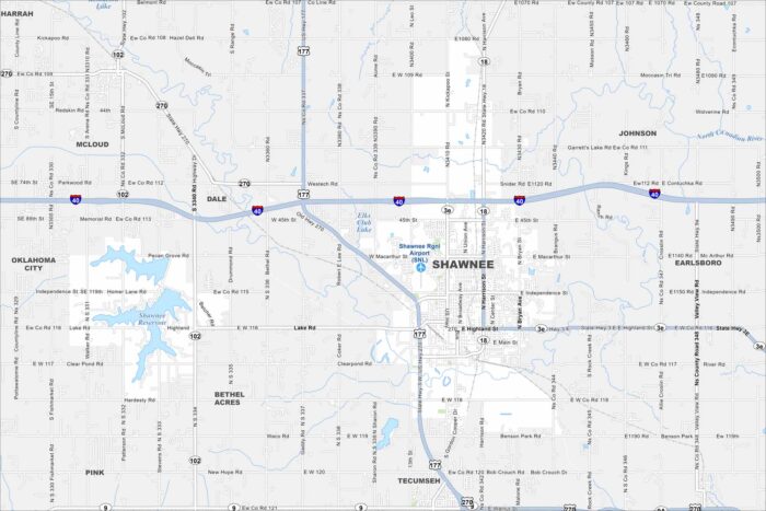Shawnee Map Oklahoma