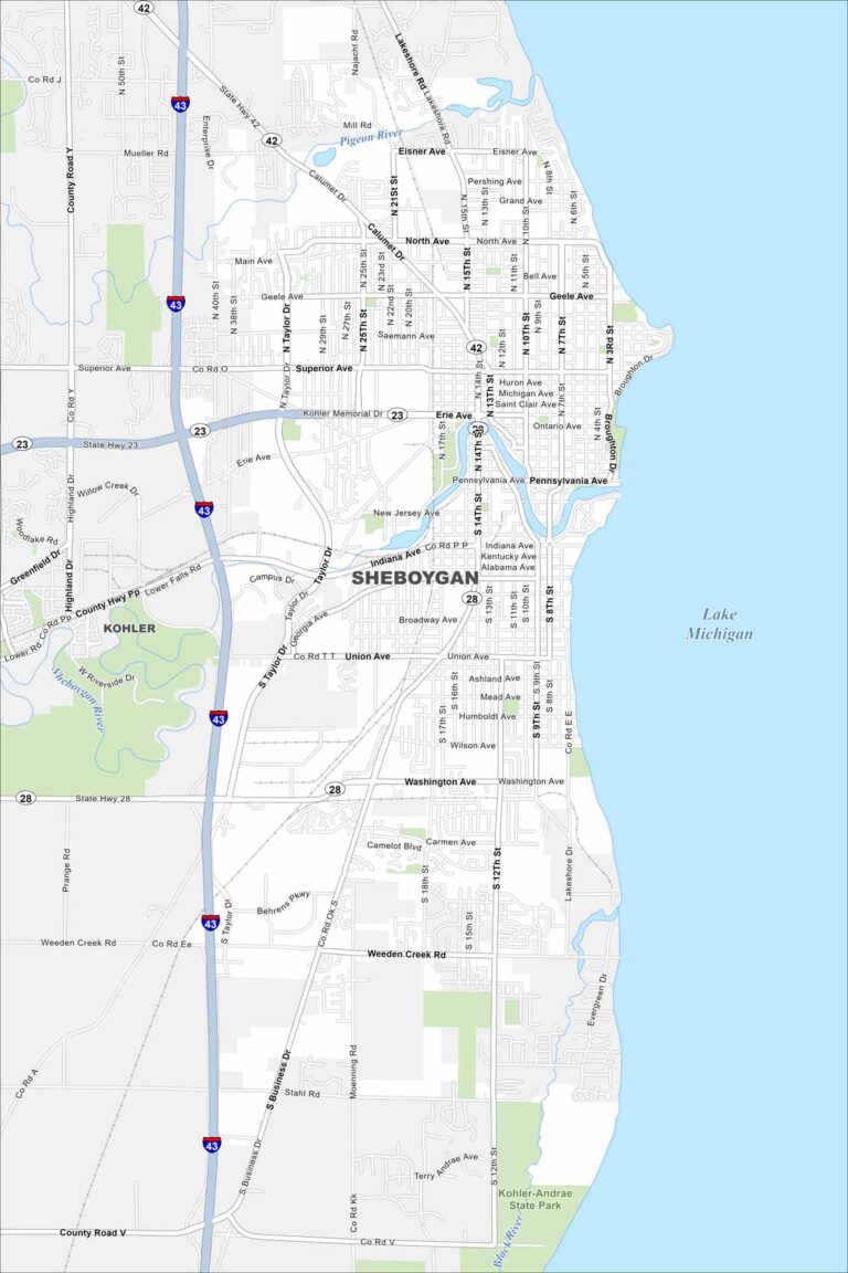 Sheboygan Zip Code Map Map of Sheboygan, Wisconsin - US Maps