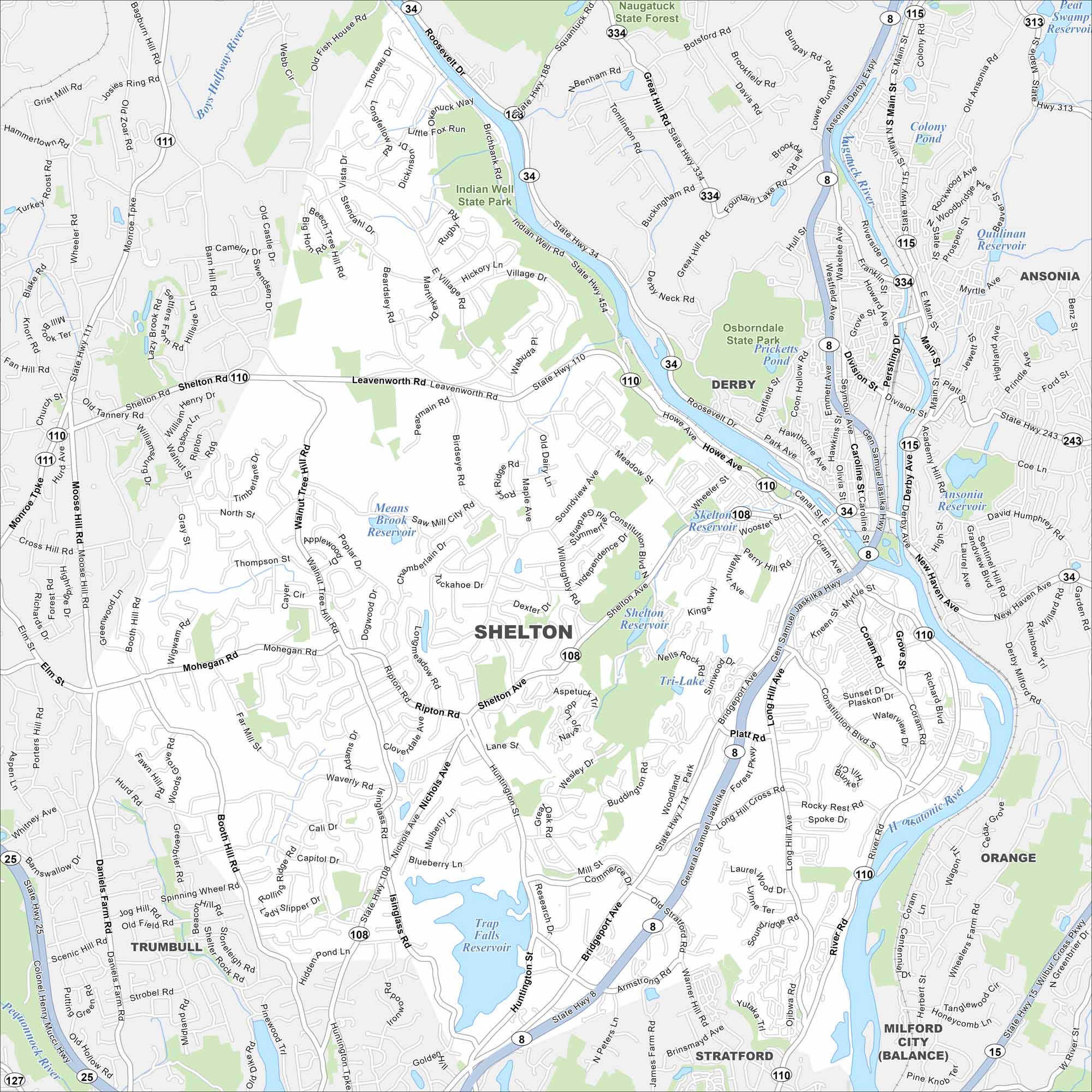 Shelton Map Connecticut