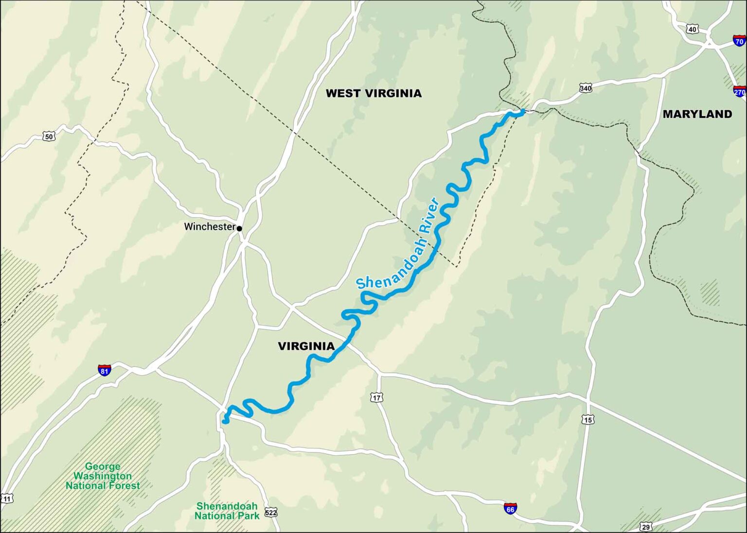 River User Map Shenandoah River Map - US Maps