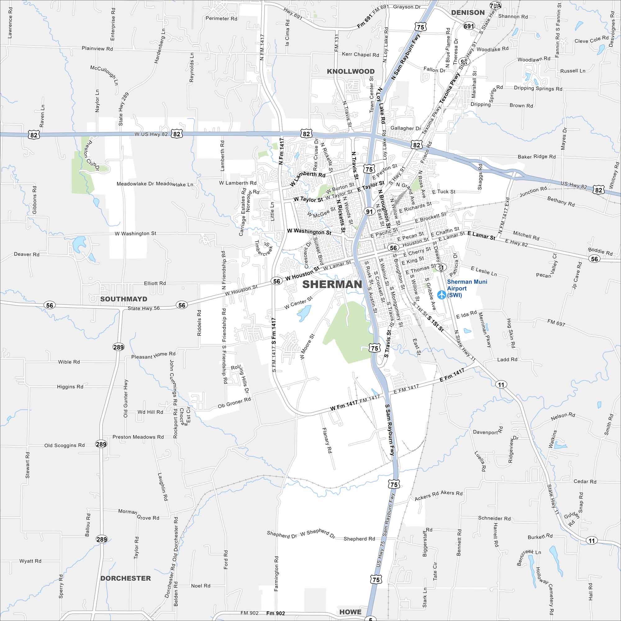 Sherman Map Texas