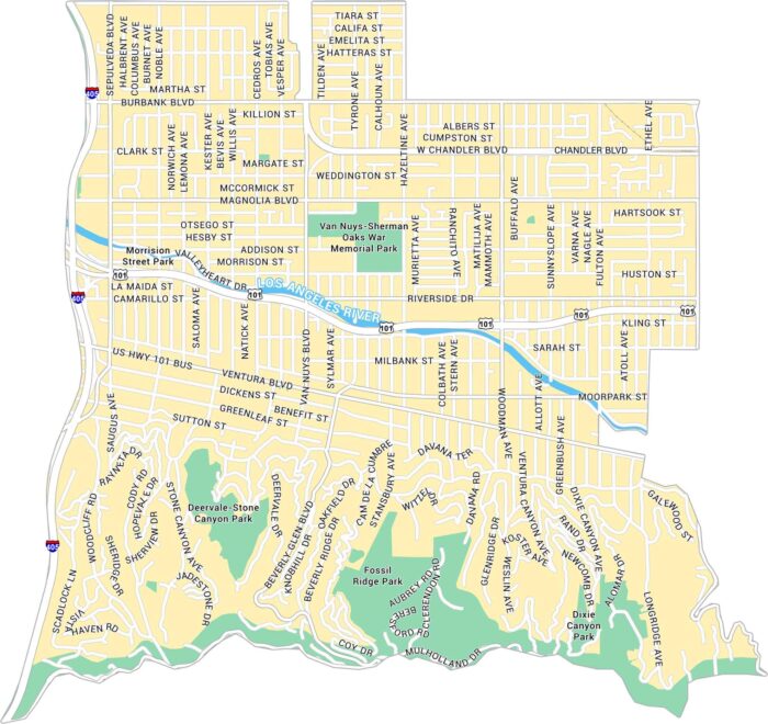 Sherman Oaks Map Los Angeles