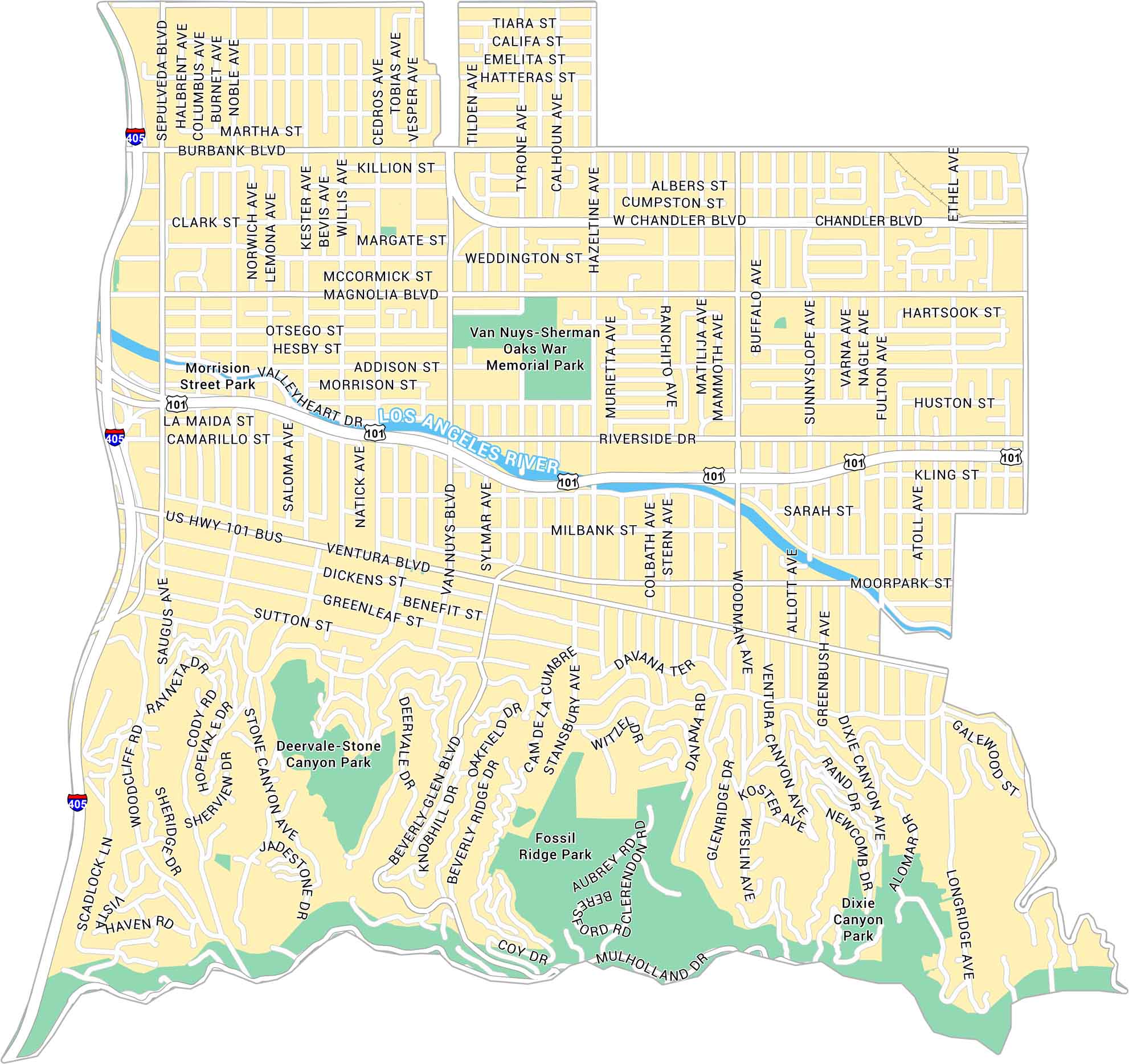 Sherman Oaks Map Los Angeles