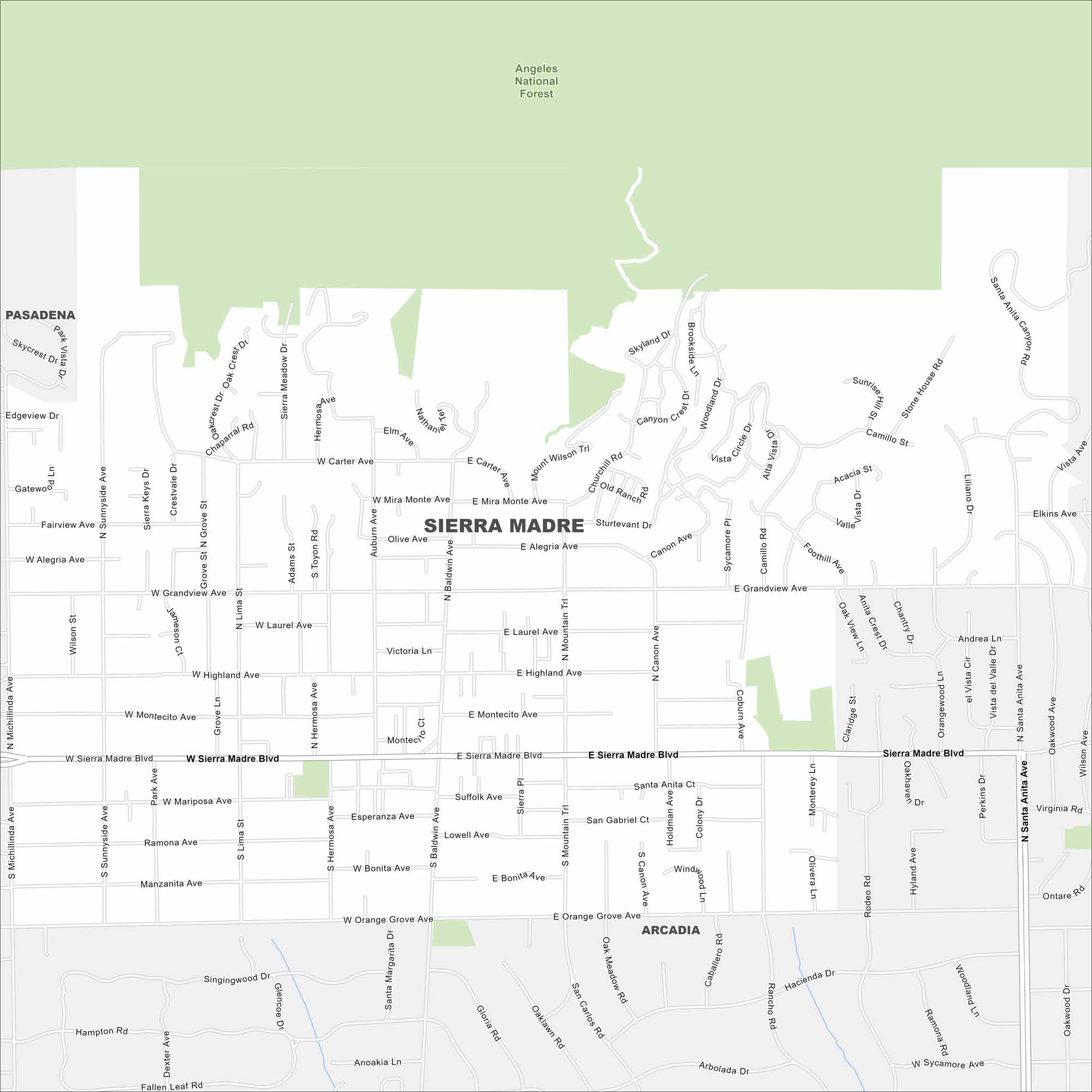 Sierra Madre Map California