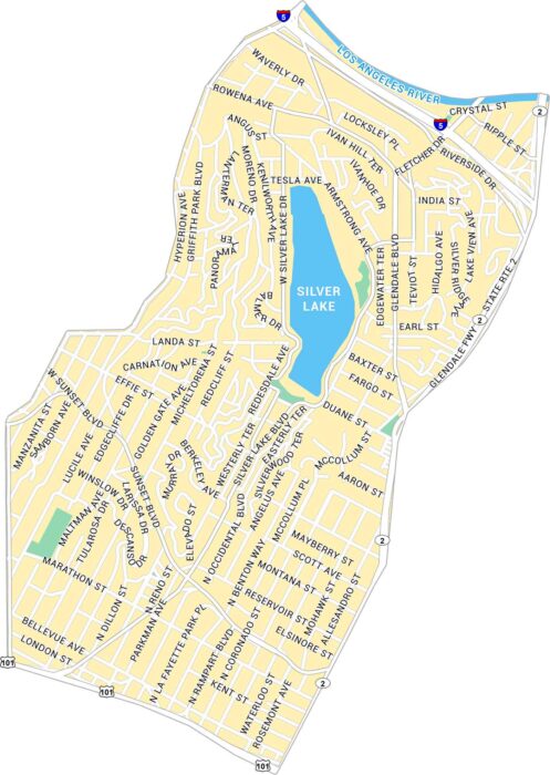 Silver Lake Map Los Angeles
