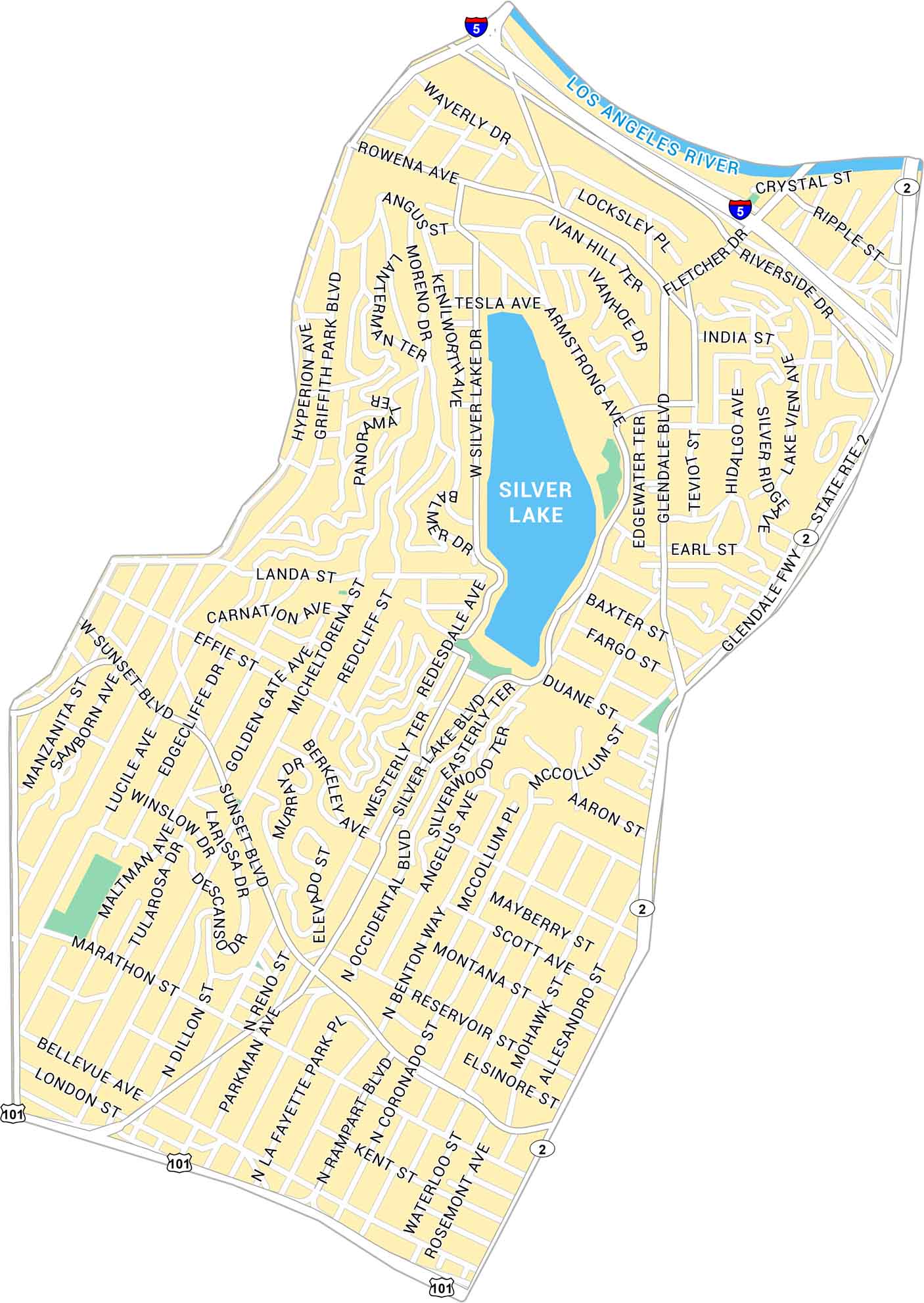 Silver Lake Map Los Angeles