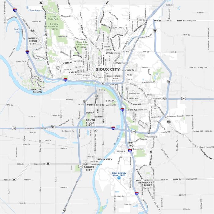 Sioux City Map Iowa