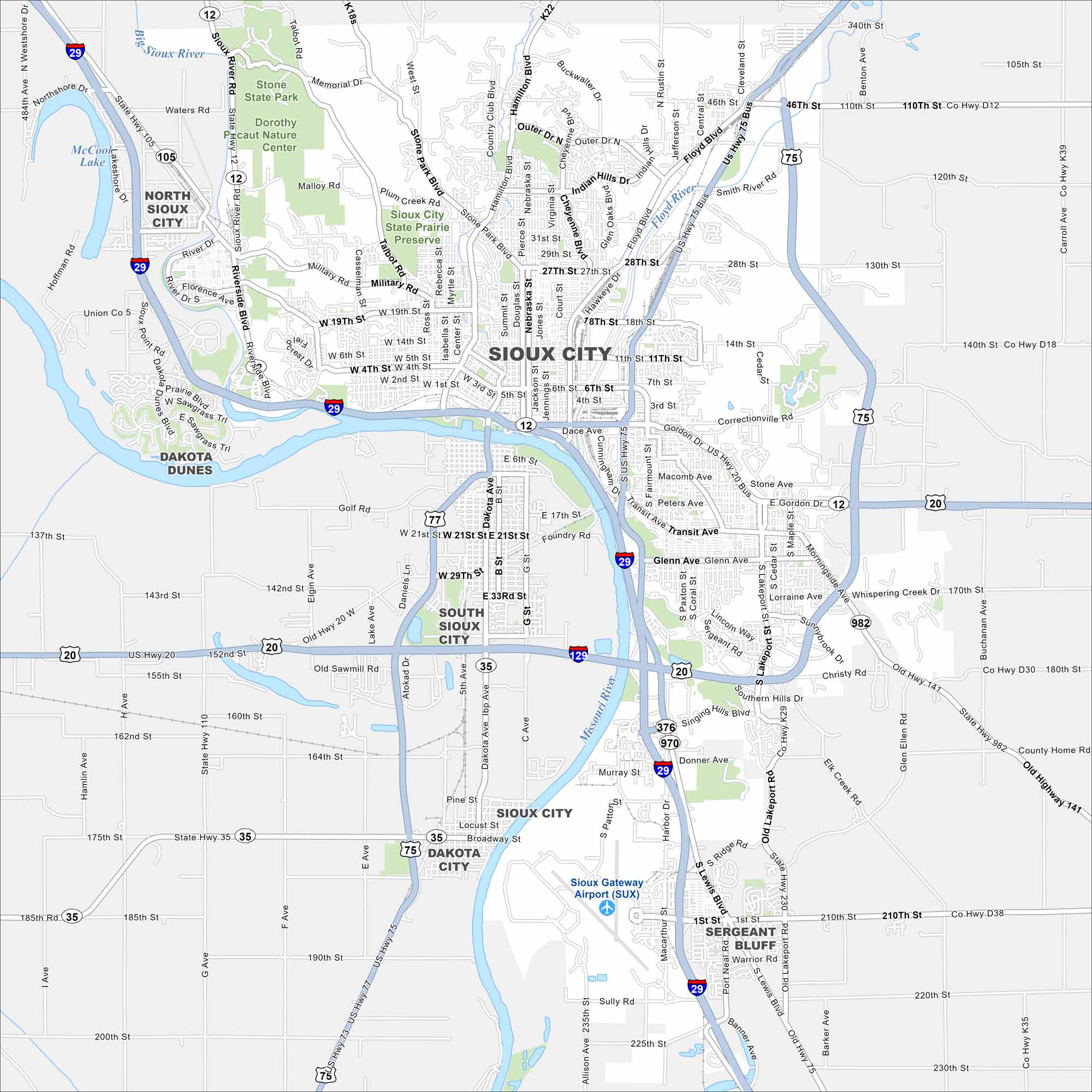 Sioux City Map Iowa