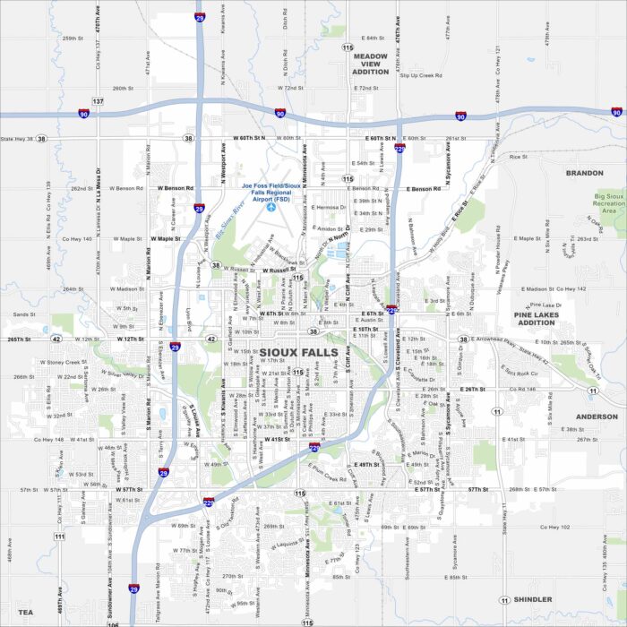Sioux Falls Map South Dakota