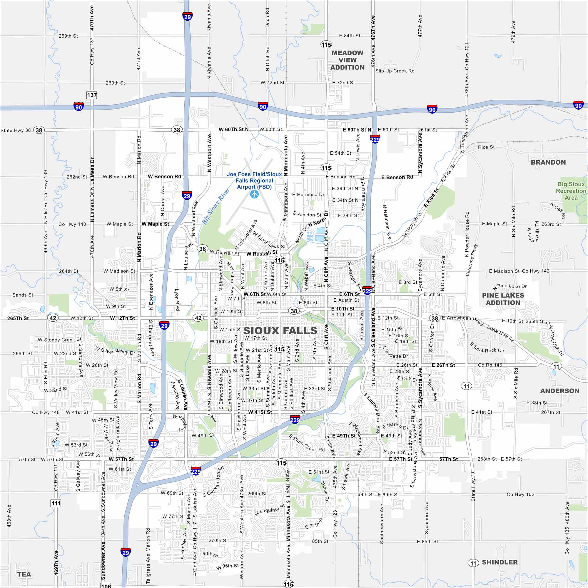 Sioux Falls Map South Dakota