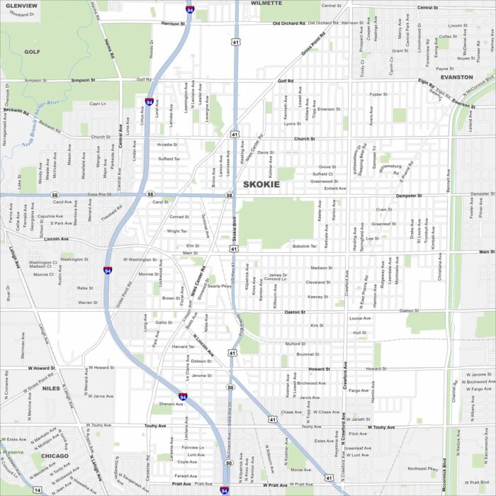 Skokie Map Illinois