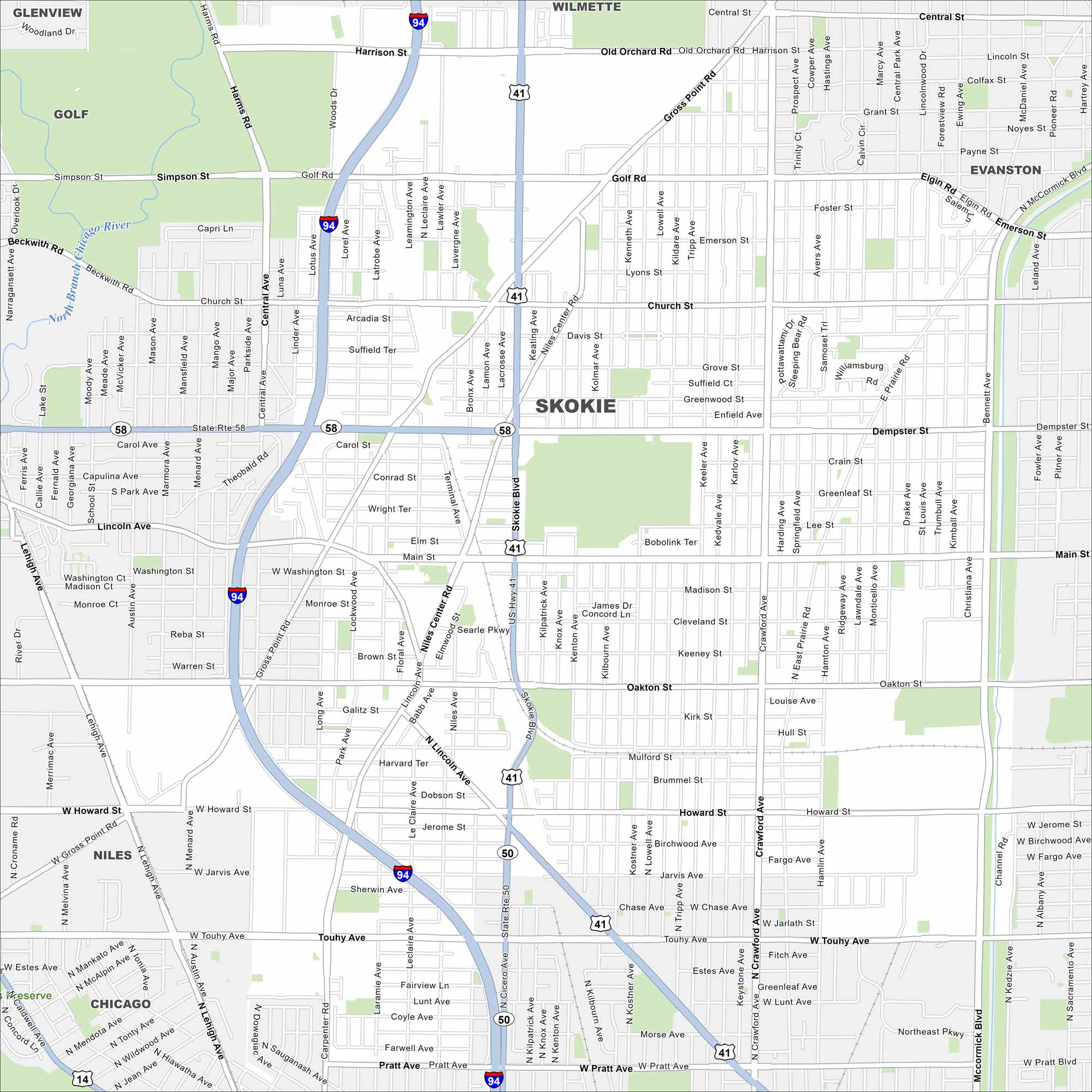 Skokie Map Illinois