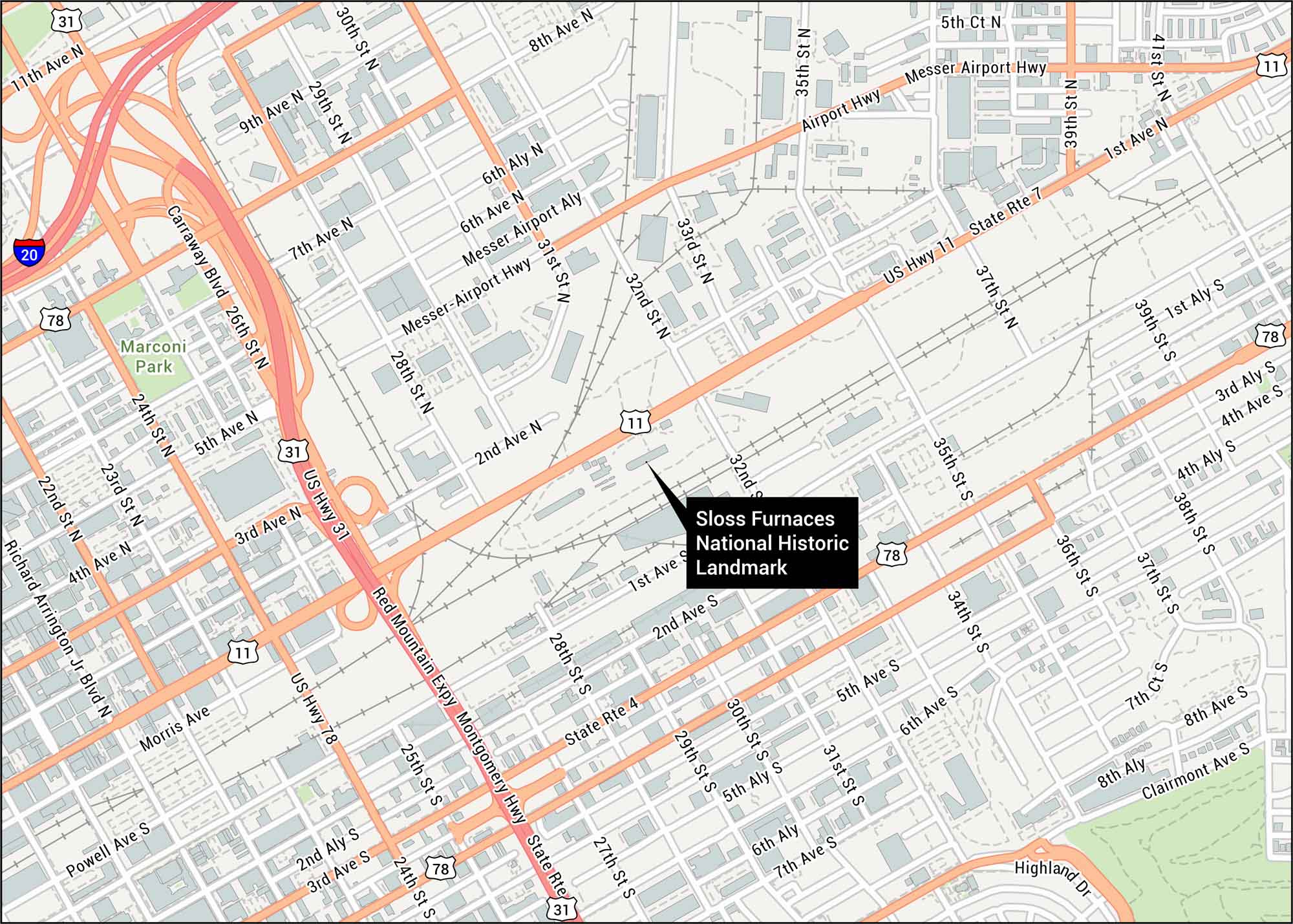 Sloss Furnaces National Historic Landmark Map
