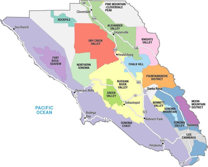 Sonoma Wine County Map