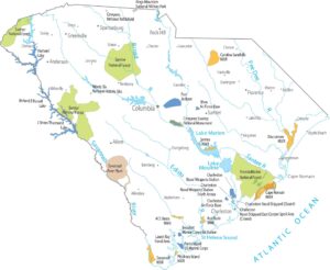 South Carolina National Parks and Forests Map