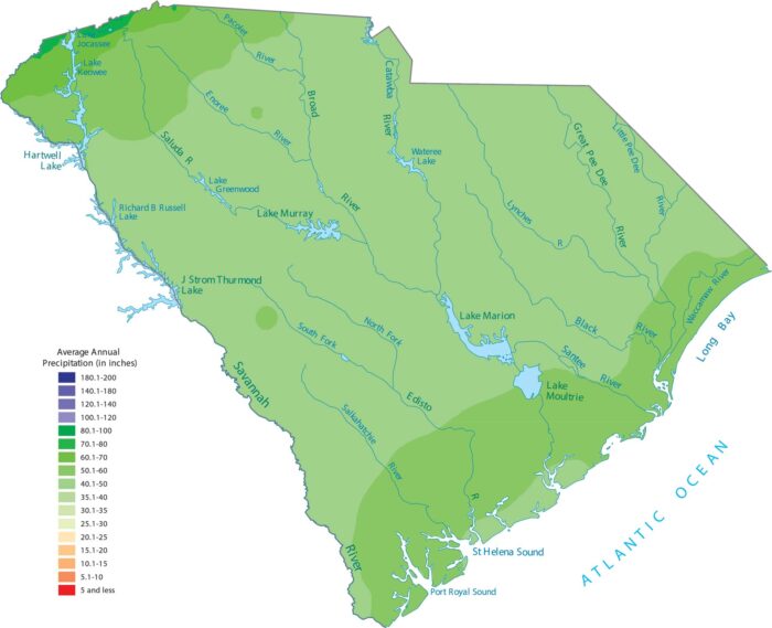 South Carolina Precipitation Map
