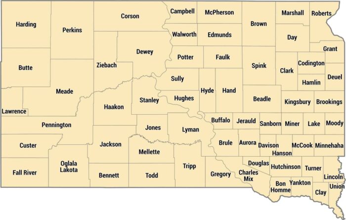 South Dakota County Map