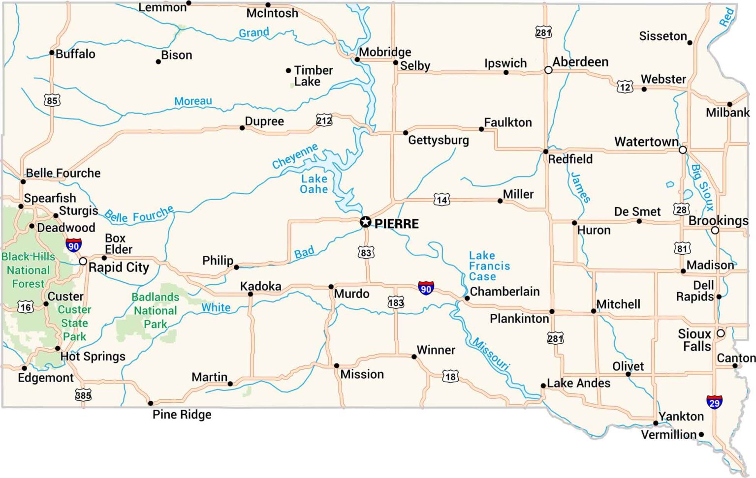 Sd Area Code Map of South Dakota - US Maps