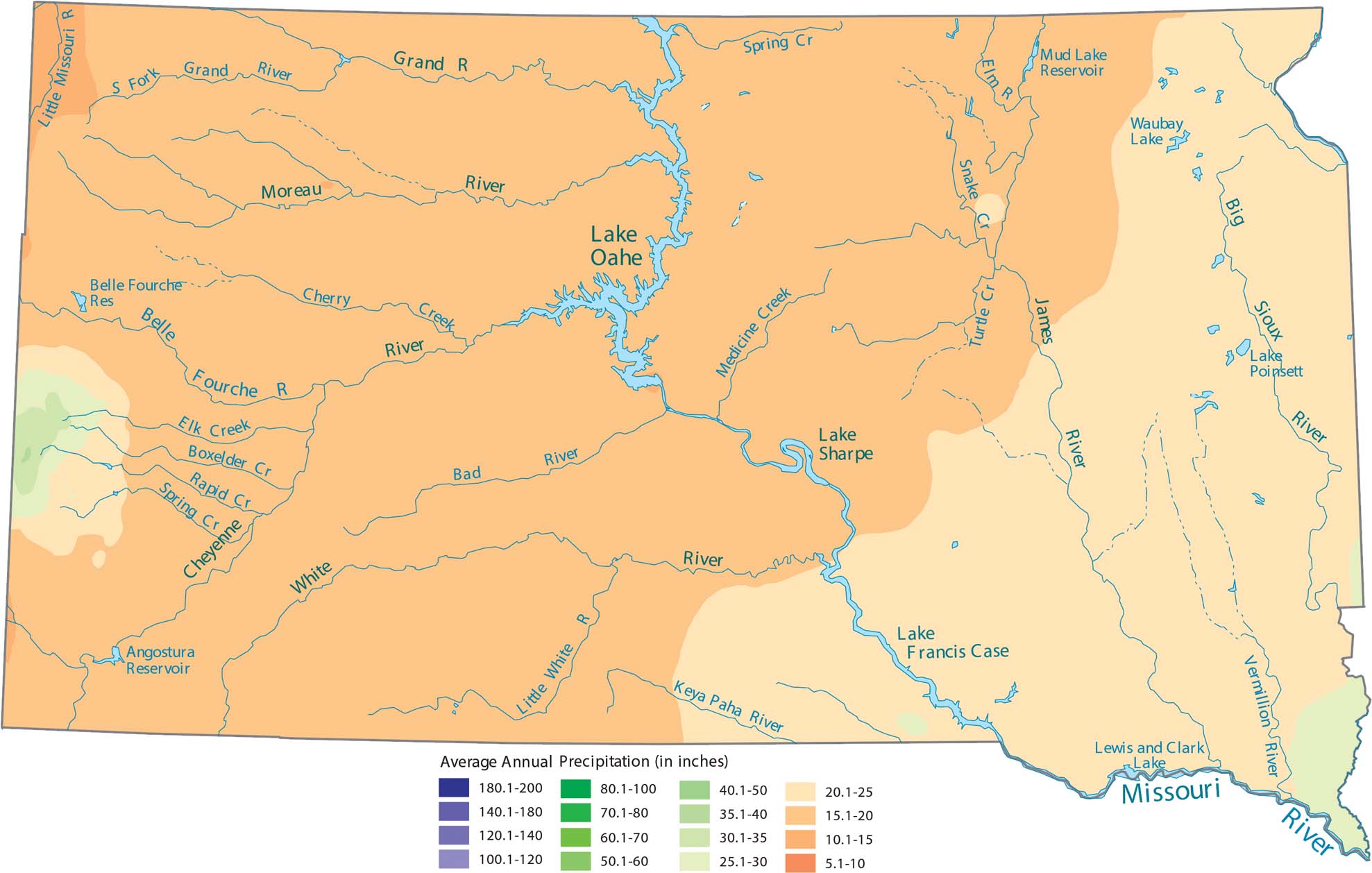 South Dakota Precipitation Map