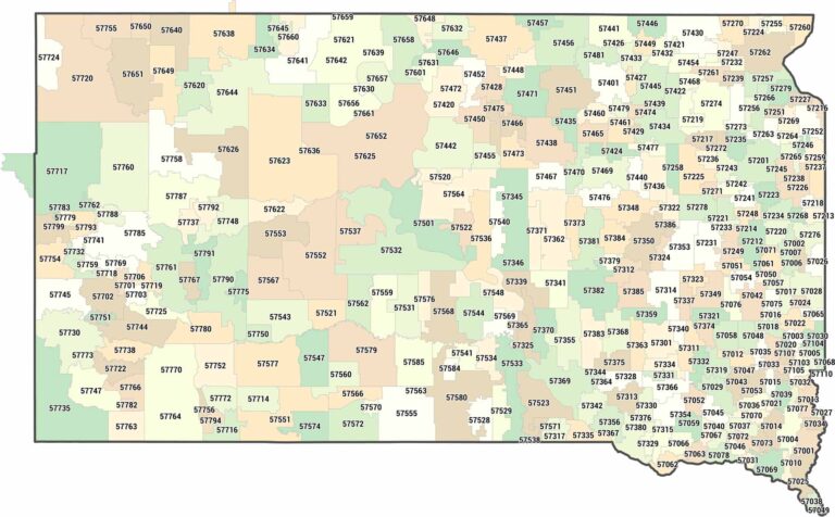 South Dakota Zip Code Map